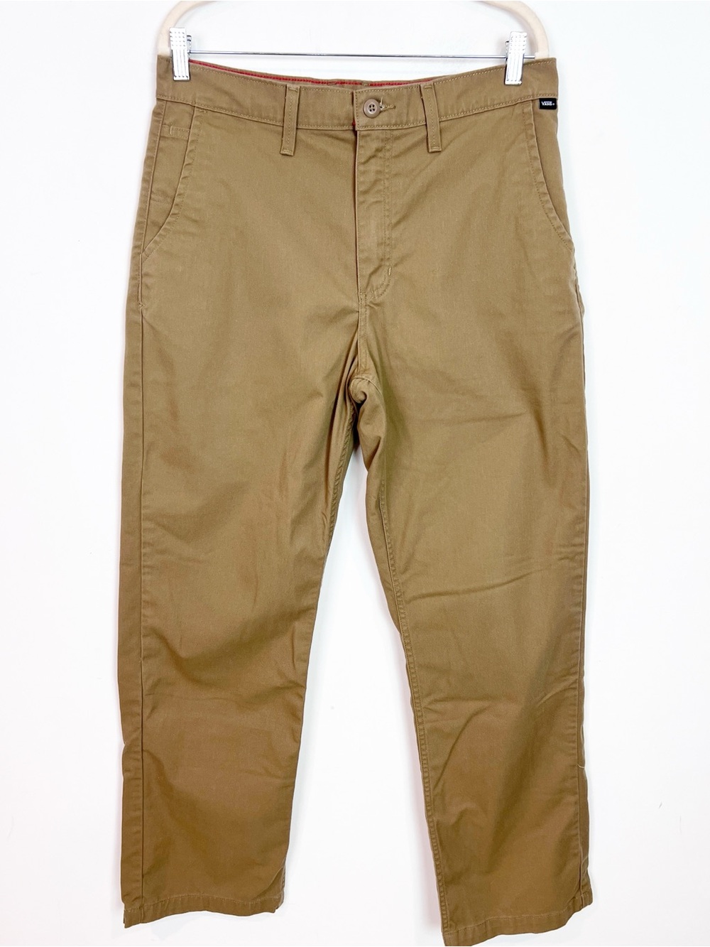 VANS AUTHENTIC CHINO BROWN STRAIGHT FLAT FRONT LOOSE FIT PANTS MENS SZ 32